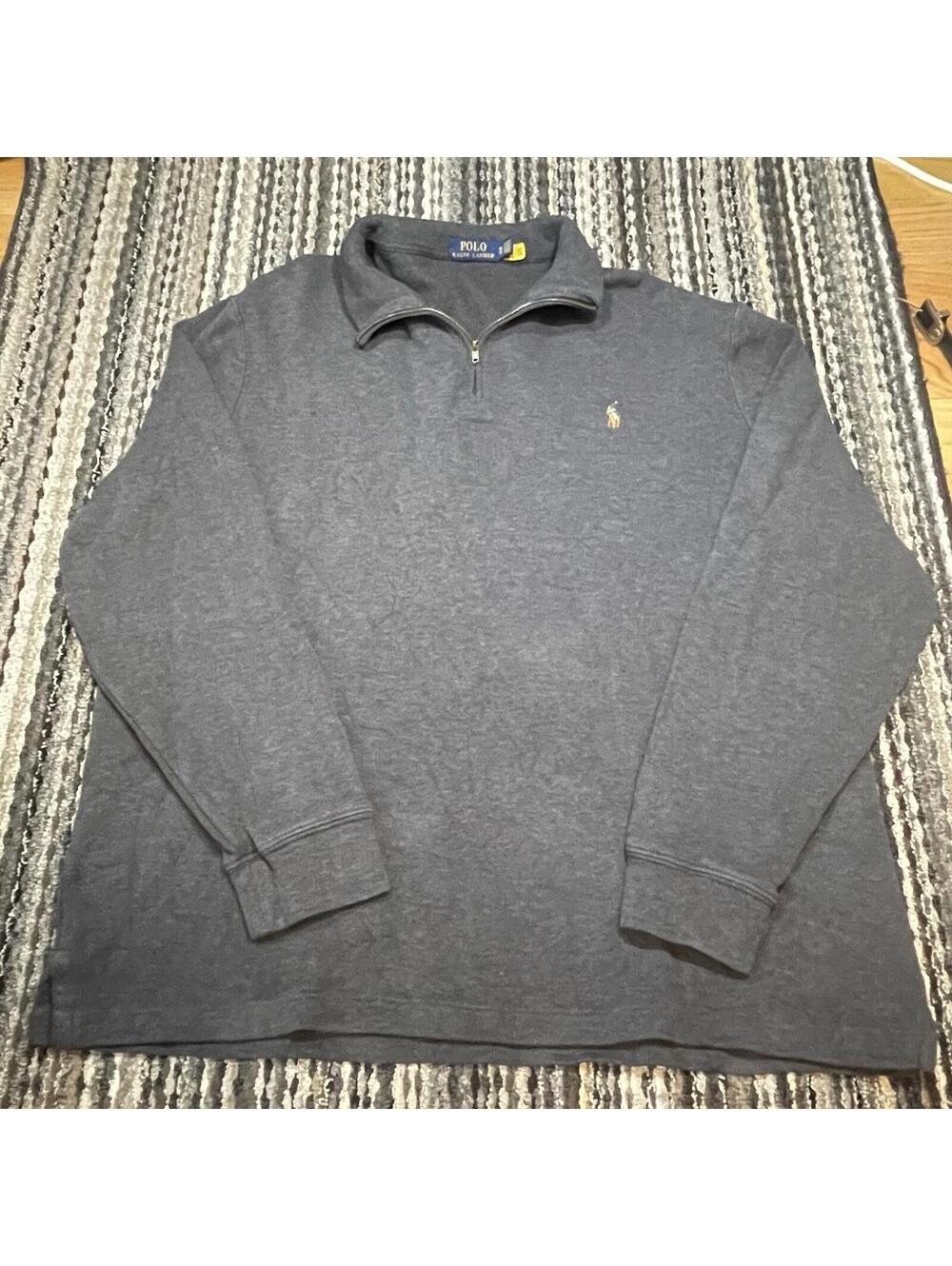 Polo Ralph Lauren Mens XL Quarter Zip Pullover Grey Flesh Pony